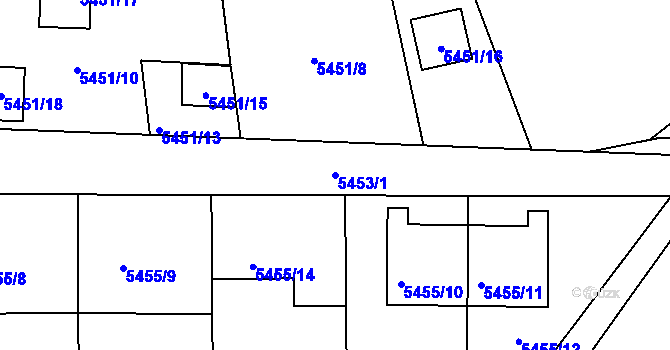Parcela st. 5453/1 v KÚ Přerov, Katastrální mapa