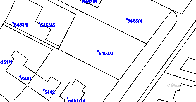 Parcela st. 5453/3 v KÚ Přerov, Katastrální mapa