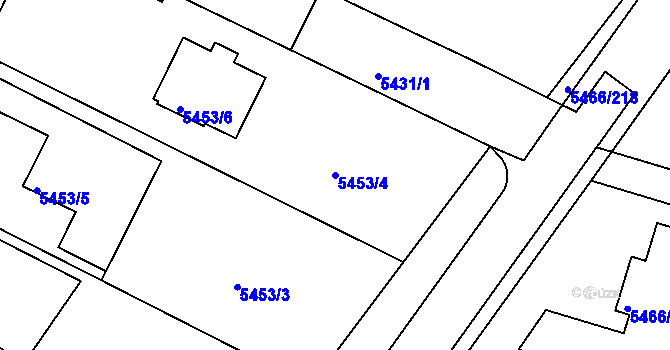Parcela st. 5453/4 v KÚ Přerov, Katastrální mapa