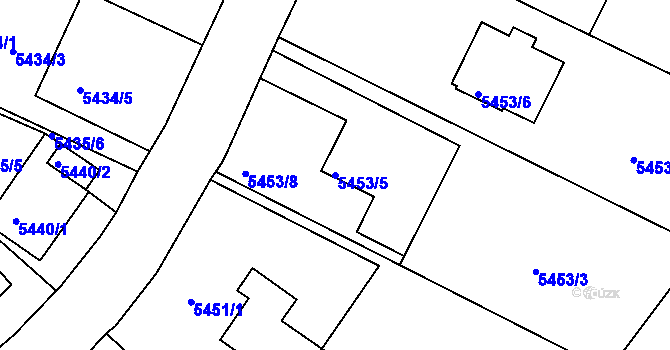 Parcela st. 5453/5 v KÚ Přerov, Katastrální mapa