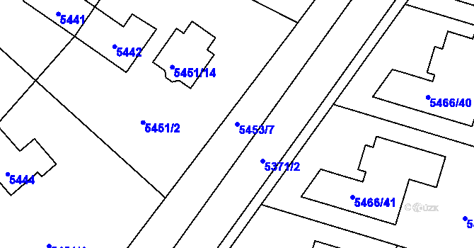 Parcela st. 5453/7 v KÚ Přerov, Katastrální mapa