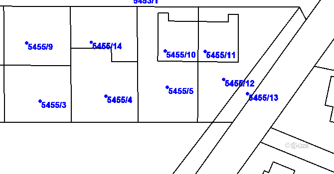 Parcela st. 5455/5 v KÚ Přerov, Katastrální mapa