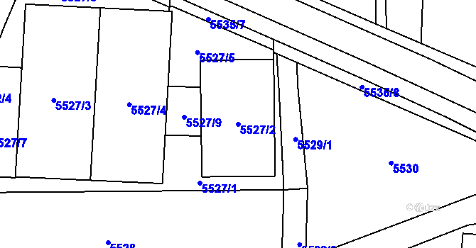 Parcela st. 5527/2 v KÚ Přerov, Katastrální mapa