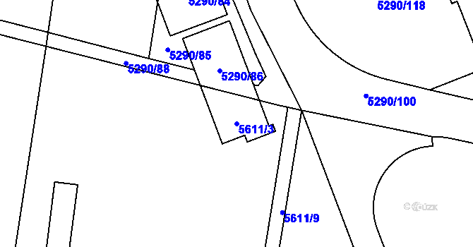 Parcela st. 5611/3 v KÚ Přerov, Katastrální mapa