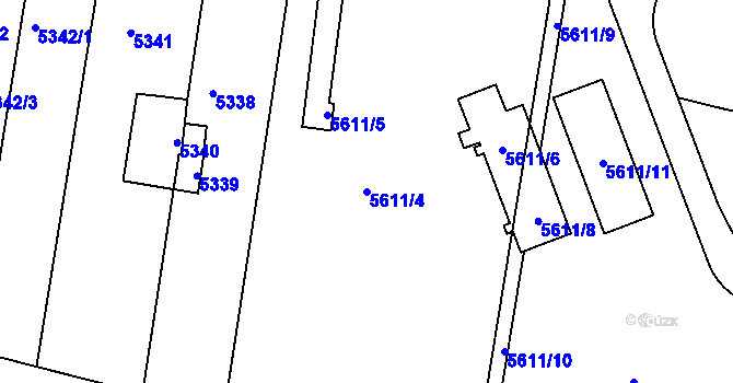 Parcela st. 5611/4 v KÚ Přerov, Katastrální mapa