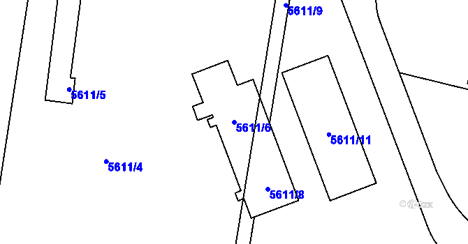 Parcela st. 5611/6 v KÚ Přerov, Katastrální mapa
