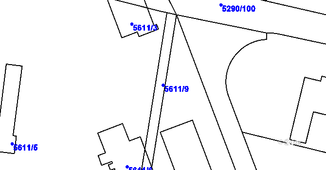 Parcela st. 5611/9 v KÚ Přerov, Katastrální mapa