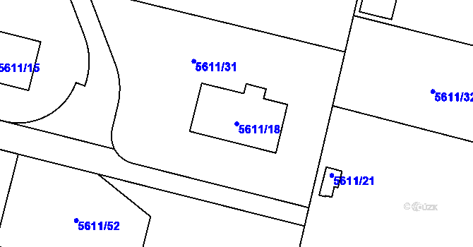 Parcela st. 5611/18 v KÚ Přerov, Katastrální mapa