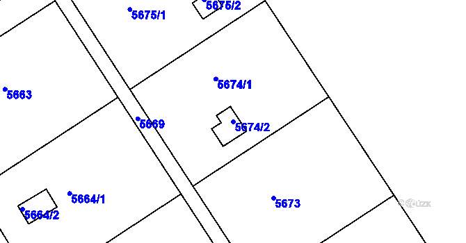 Parcela st. 5674/2 v KÚ Přerov, Katastrální mapa