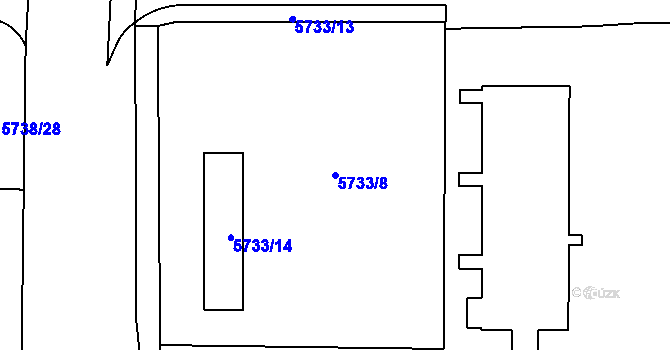 Parcela st. 5733/8 v KÚ Přerov, Katastrální mapa