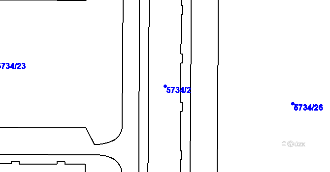 Parcela st. 5734/2 v KÚ Přerov, Katastrální mapa