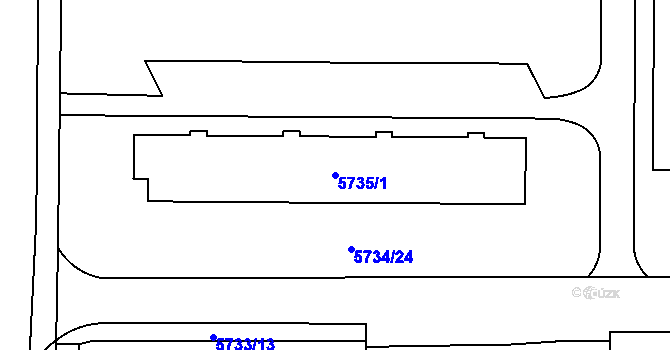 Parcela st. 5735/1 v KÚ Přerov, Katastrální mapa