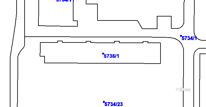 Parcela st. 5736/1 v KÚ Přerov, Katastrální mapa