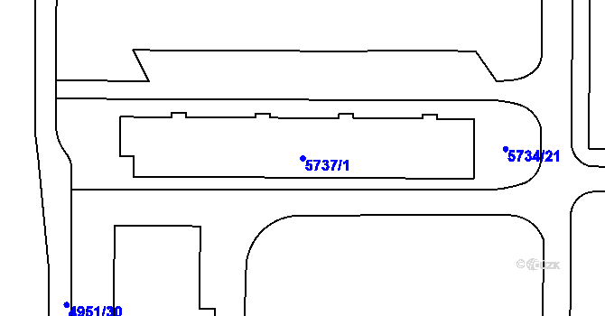 Parcela st. 5737/1 v KÚ Přerov, Katastrální mapa