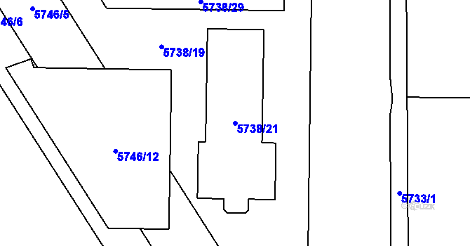 Parcela st. 5738/21 v KÚ Přerov, Katastrální mapa
