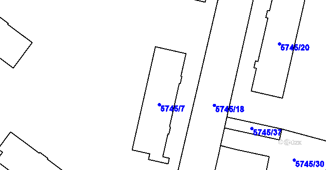 Parcela st. 5745/6 v KÚ Přerov, Katastrální mapa