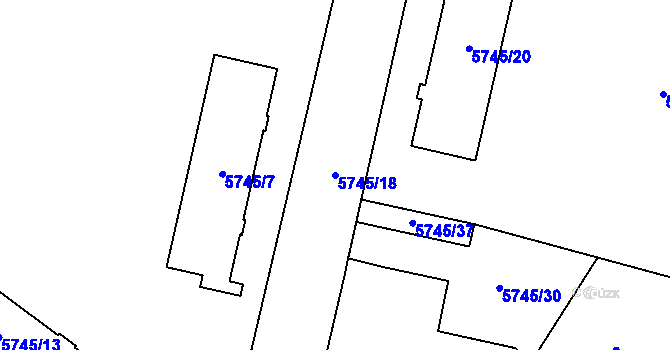 Parcela st. 5745/18 v KÚ Přerov, Katastrální mapa