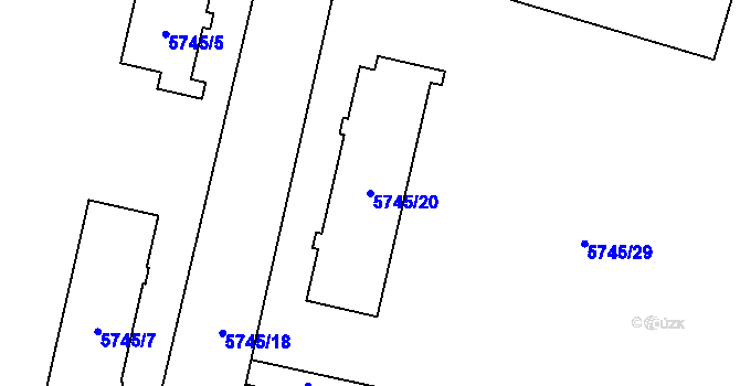 Parcela st. 5745/20 v KÚ Přerov, Katastrální mapa