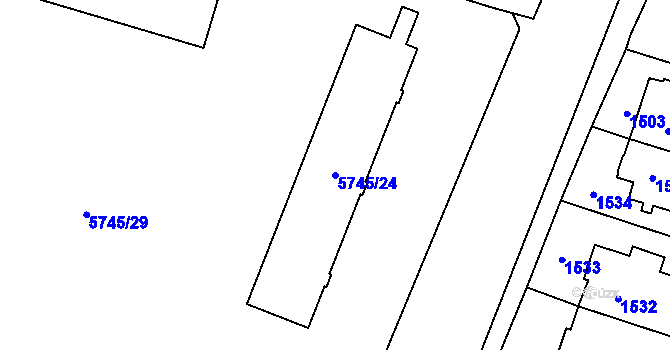 Parcela st. 5745/24 v KÚ Přerov, Katastrální mapa