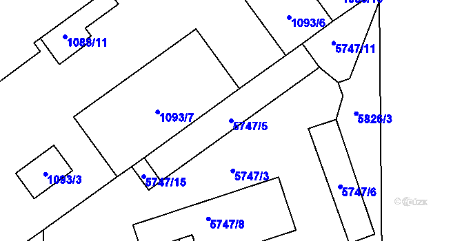 Parcela st. 5747/5 v KÚ Přerov, Katastrální mapa