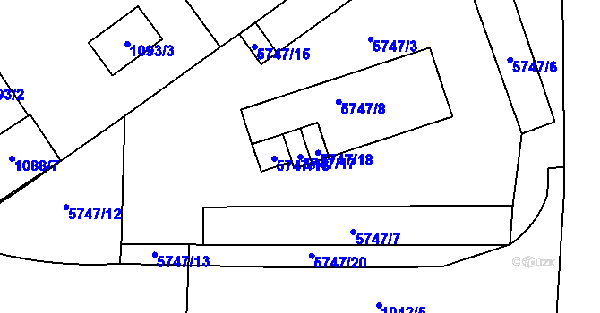 Parcela st. 5747/17 v KÚ Přerov, Katastrální mapa