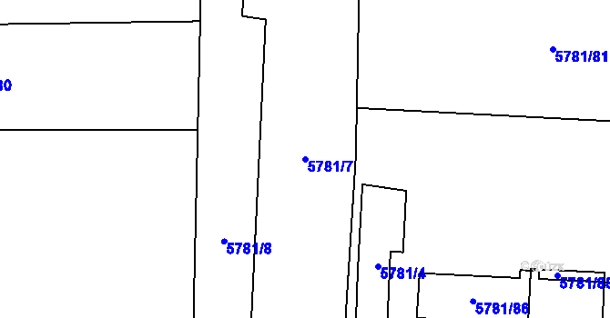 Parcela st. 5781/7 v KÚ Přerov, Katastrální mapa