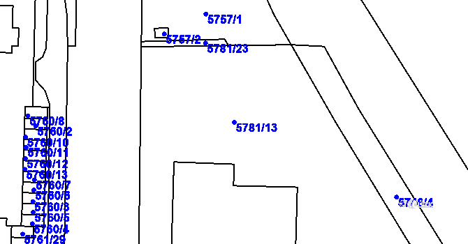 Parcela st. 5781/13 v KÚ Přerov, Katastrální mapa