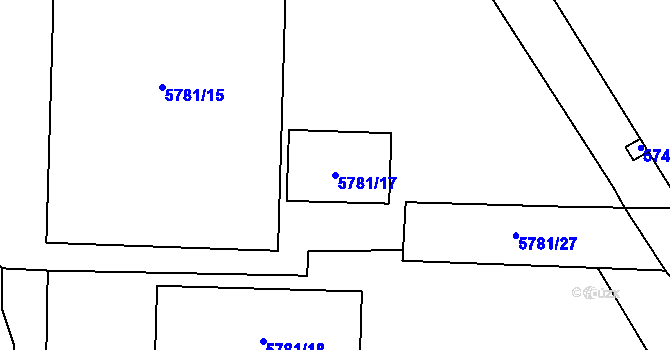 Parcela st. 5781/17 v KÚ Přerov, Katastrální mapa