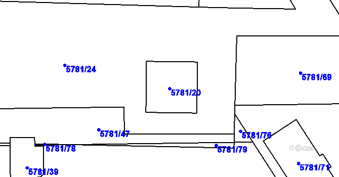 Parcela st. 5781/20 v KÚ Přerov, Katastrální mapa
