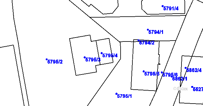 Parcela st. 5795/4 v KÚ Přerov, Katastrální mapa