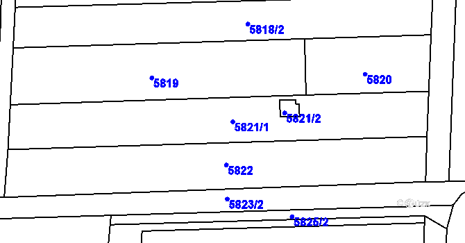 Parcela st. 5821/1 v KÚ Přerov, Katastrální mapa