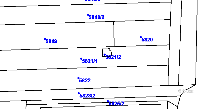 Parcela st. 5821/2 v KÚ Přerov, Katastrální mapa