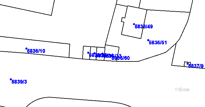 Parcela st. 5836/33 v KÚ Přerov, Katastrální mapa