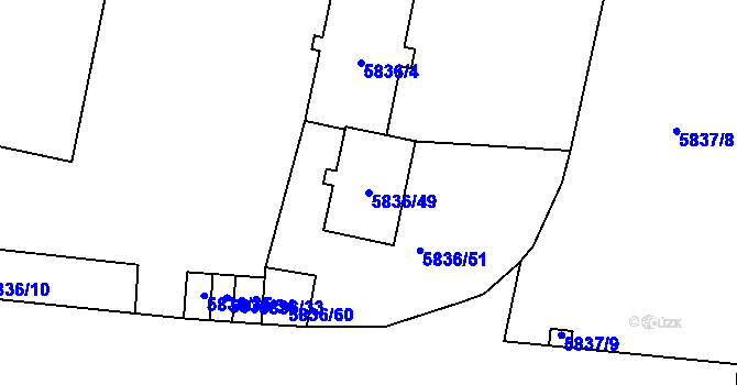 Parcela st. 5836/49 v KÚ Přerov, Katastrální mapa