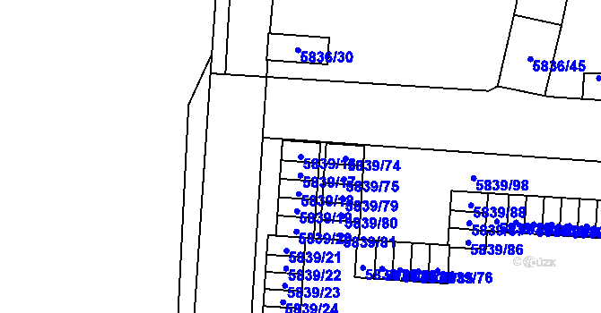 Parcela st. 5839/16 v KÚ Přerov, Katastrální mapa