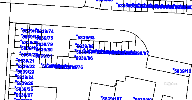 Parcela st. 5839/91 v KÚ Přerov, Katastrální mapa