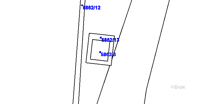 Parcela st. 5862/3 v KÚ Přerov, Katastrální mapa