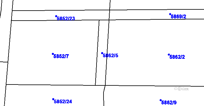Parcela st. 5862/5 v KÚ Přerov, Katastrální mapa