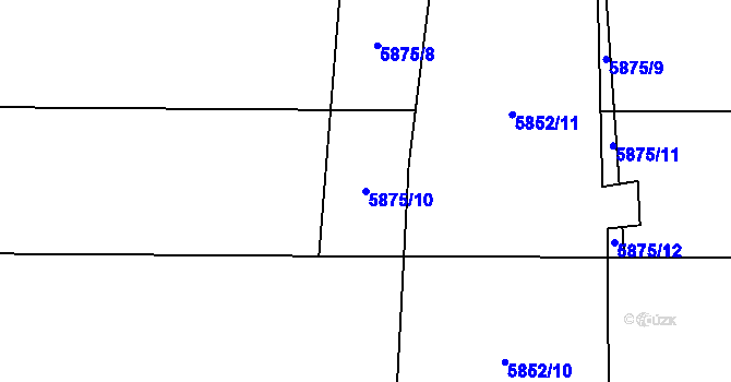 Parcela st. 5875/10 v KÚ Přerov, Katastrální mapa