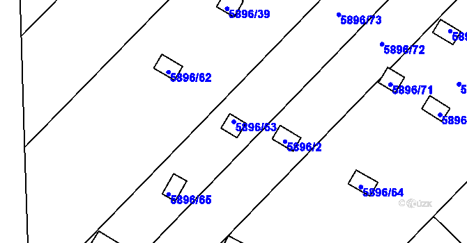 Parcela st. 5896/63 v KÚ Přerov, Katastrální mapa