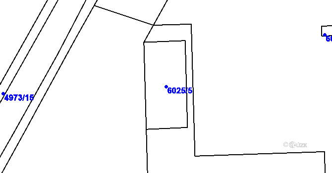 Parcela st. 6025/5 v KÚ Přerov, Katastrální mapa