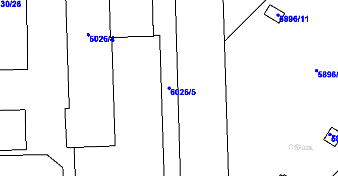 Parcela st. 6026/5 v KÚ Přerov, Katastrální mapa