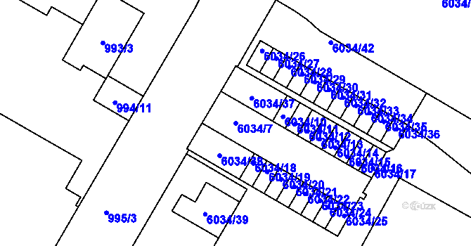 Parcela st. 6034/7 v KÚ Přerov, Katastrální mapa