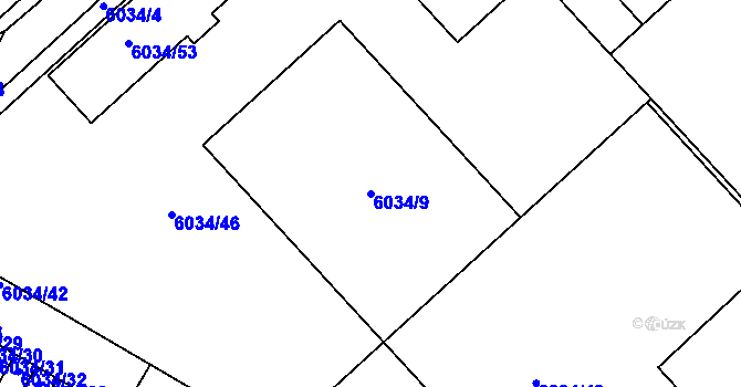 Parcela st. 6034/9 v KÚ Přerov, Katastrální mapa