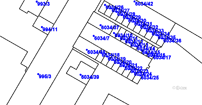 Parcela st. 6034/18 v KÚ Přerov, Katastrální mapa
