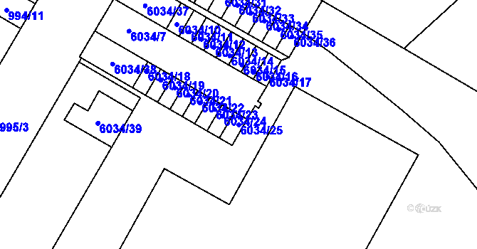 Parcela st. 6034/25 v KÚ Přerov, Katastrální mapa