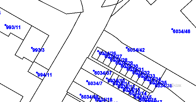 Parcela st. 6034/26 v KÚ Přerov, Katastrální mapa