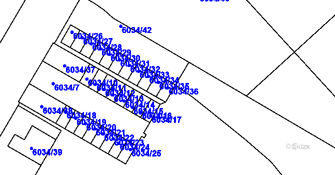 Parcela st. 6034/36 v KÚ Přerov, Katastrální mapa
