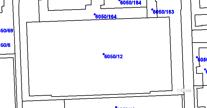 Parcela st. 6050/12 v KÚ Přerov, Katastrální mapa