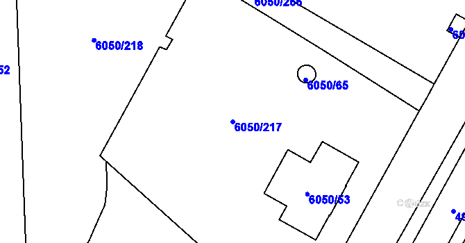 Parcela st. 6050/217 v KÚ Přerov, Katastrální mapa